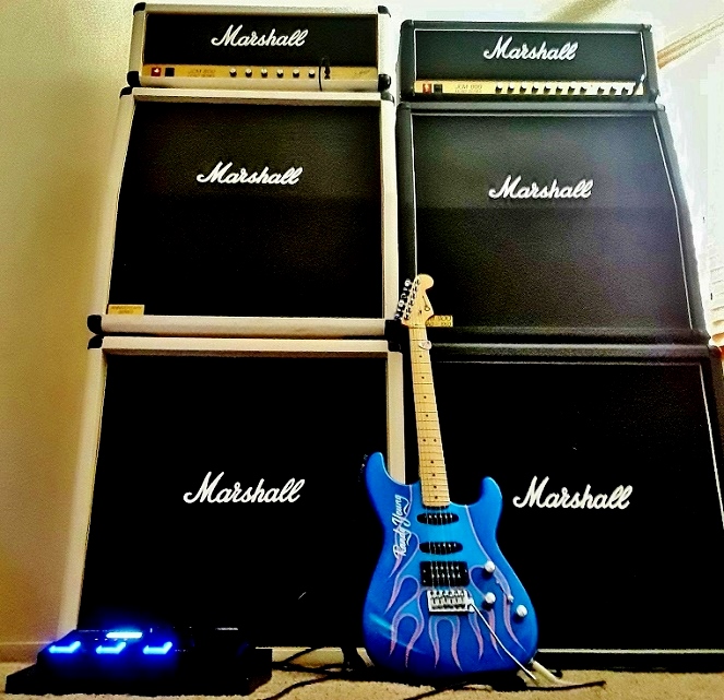 Founder Guitarist Randy Young's 1982 Charvel with Marshall stacks